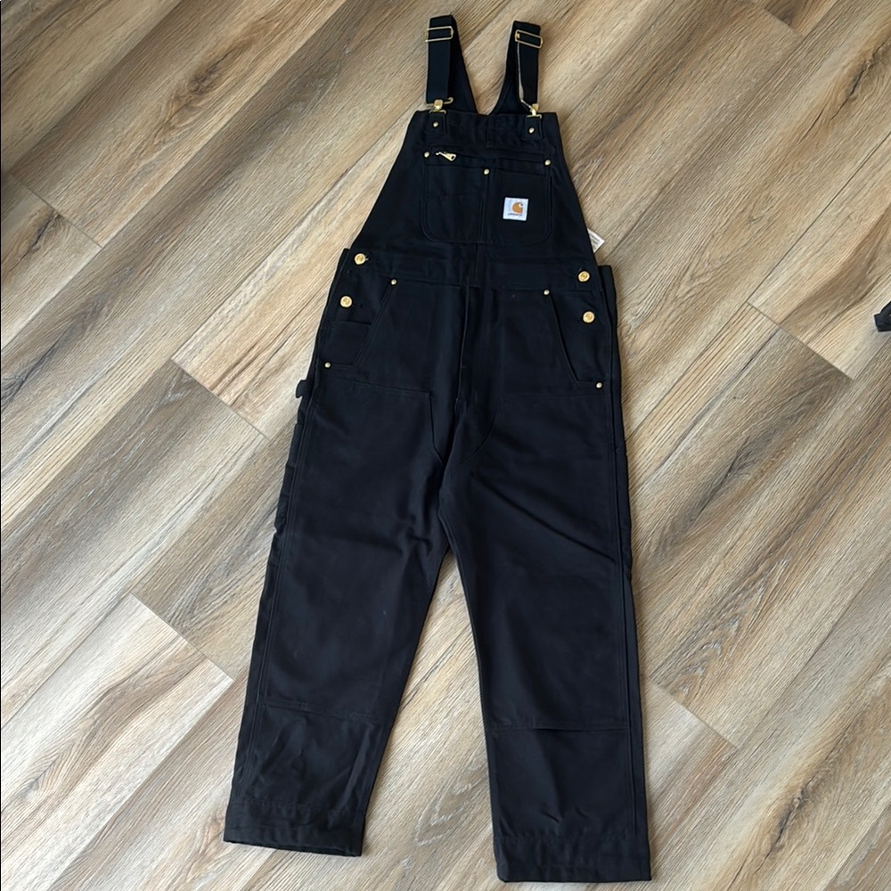 Carhartt Black Bib Overalls with Sturdy Design - Relaxed - Duck Cotton - 32x30